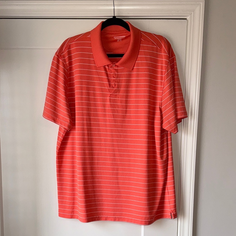 Men's Orange Striped Polo Shirt